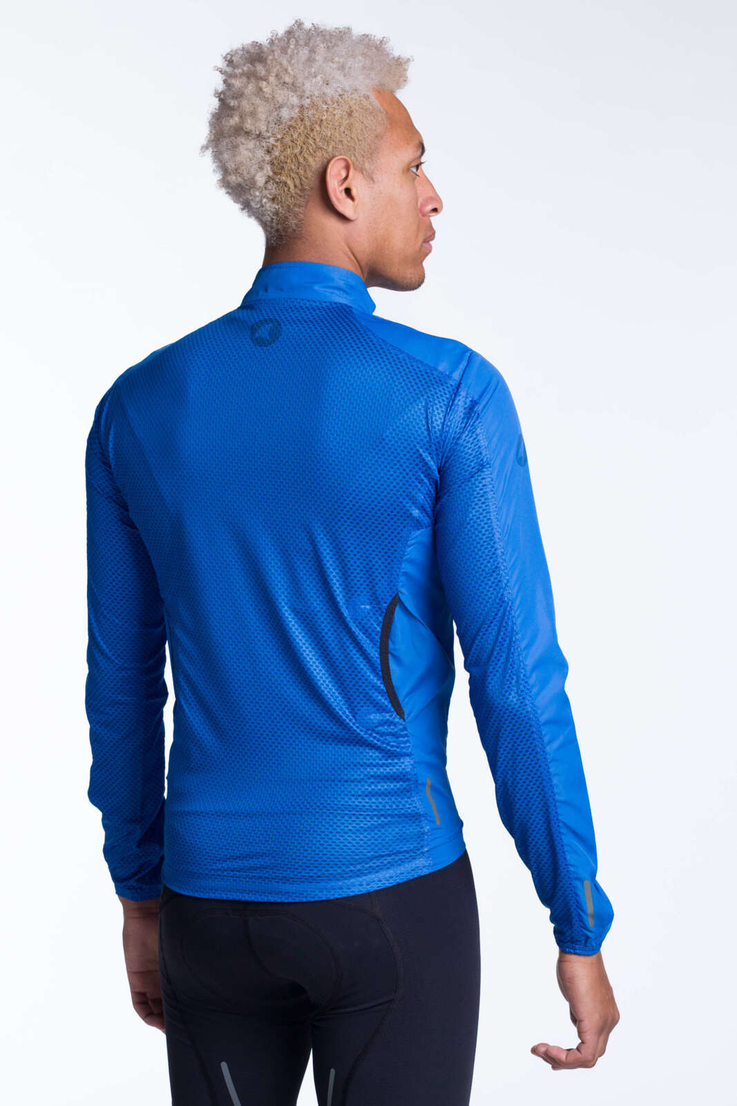 Men's Blue Packable Cycling Wind Jacket  - Back View