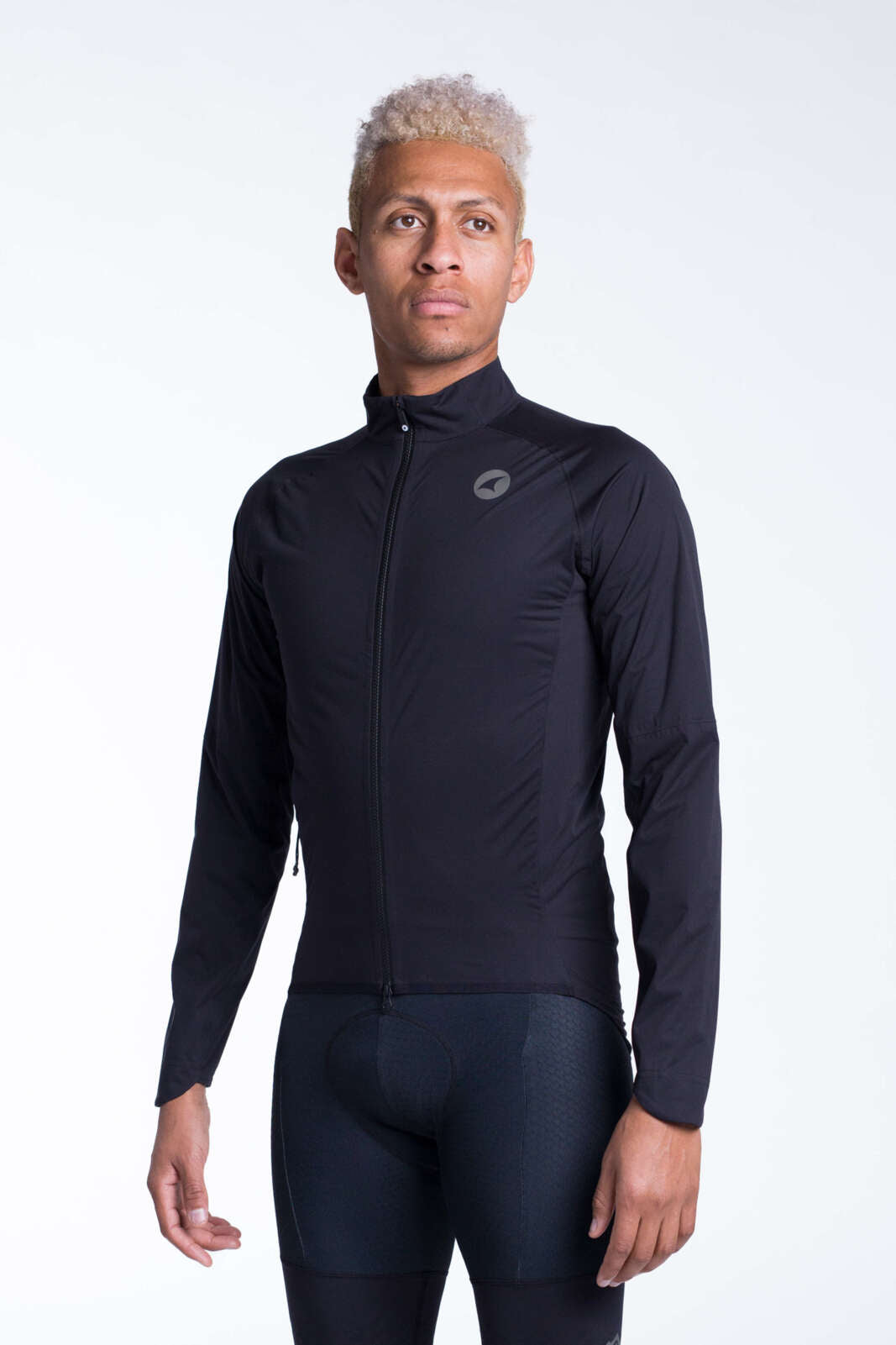 Men's Black Waterproof Cycling Rain Jacket - Front View