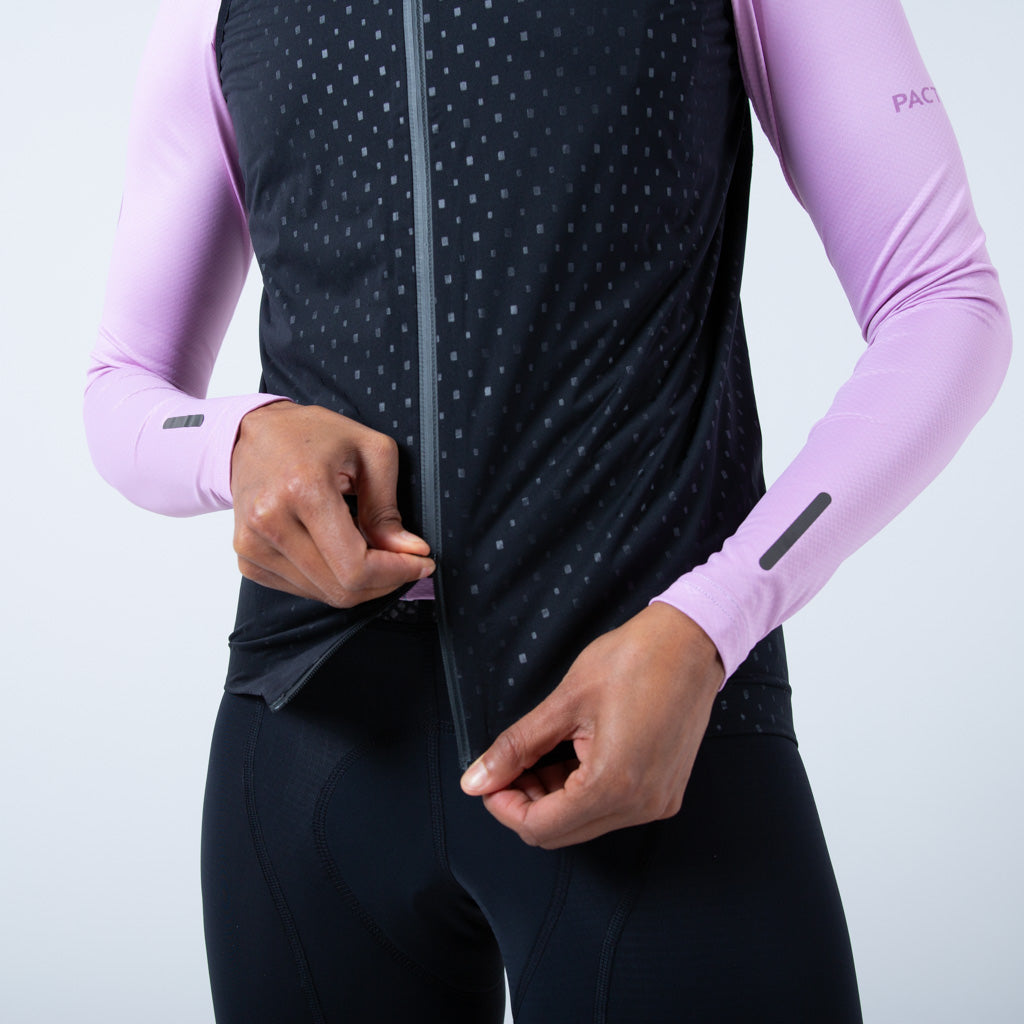 Waterproof Cycling Rain Vest for Women - Zipper #color_black