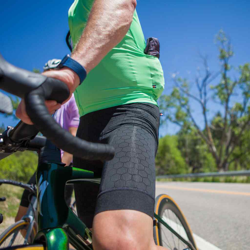 Men's Long Distance "12-hour" Cycling Bibs on Bike #color_black