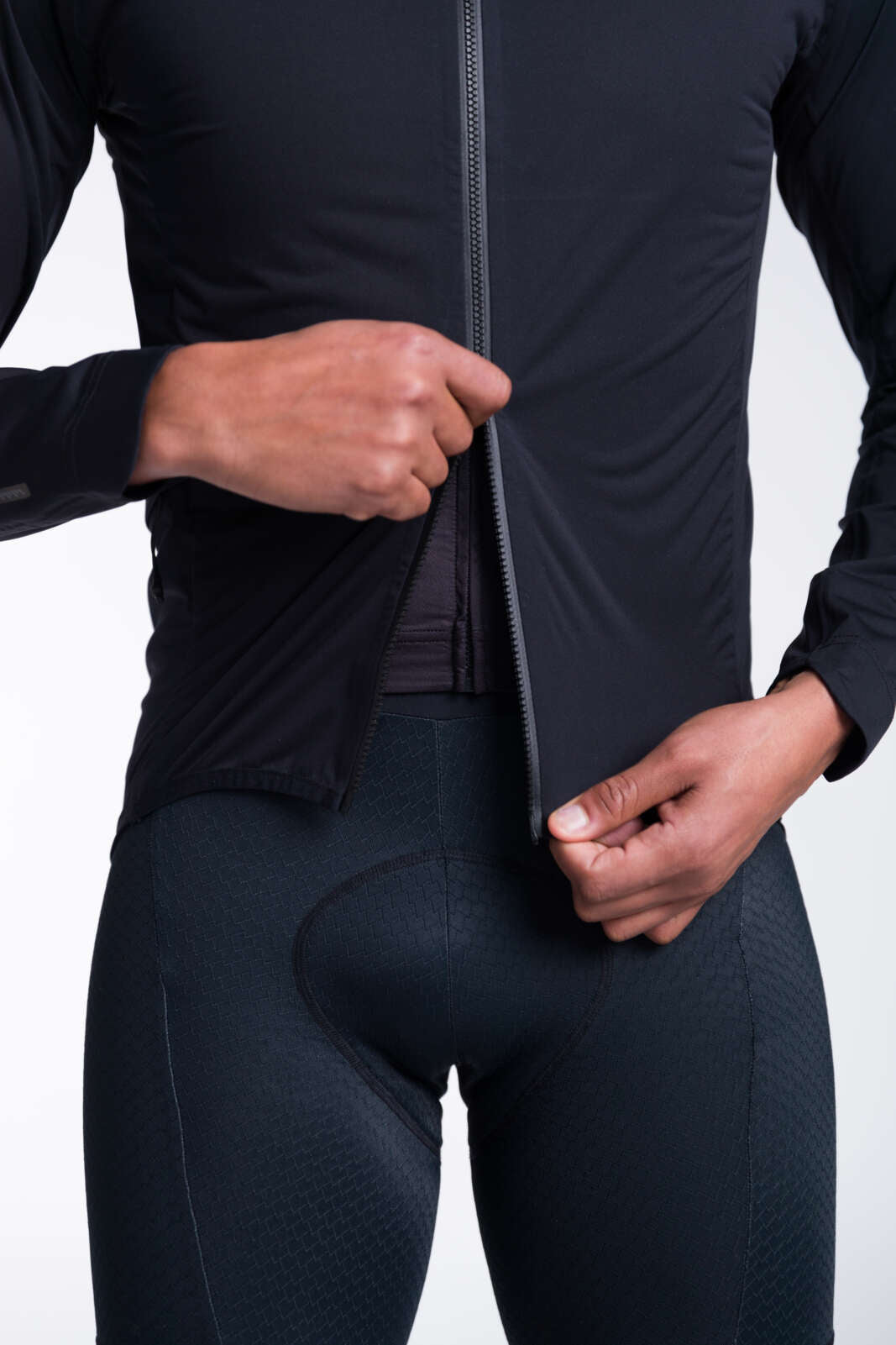 Men's Black Waterproof Cycling Rain Jacket - Two Way Zipper