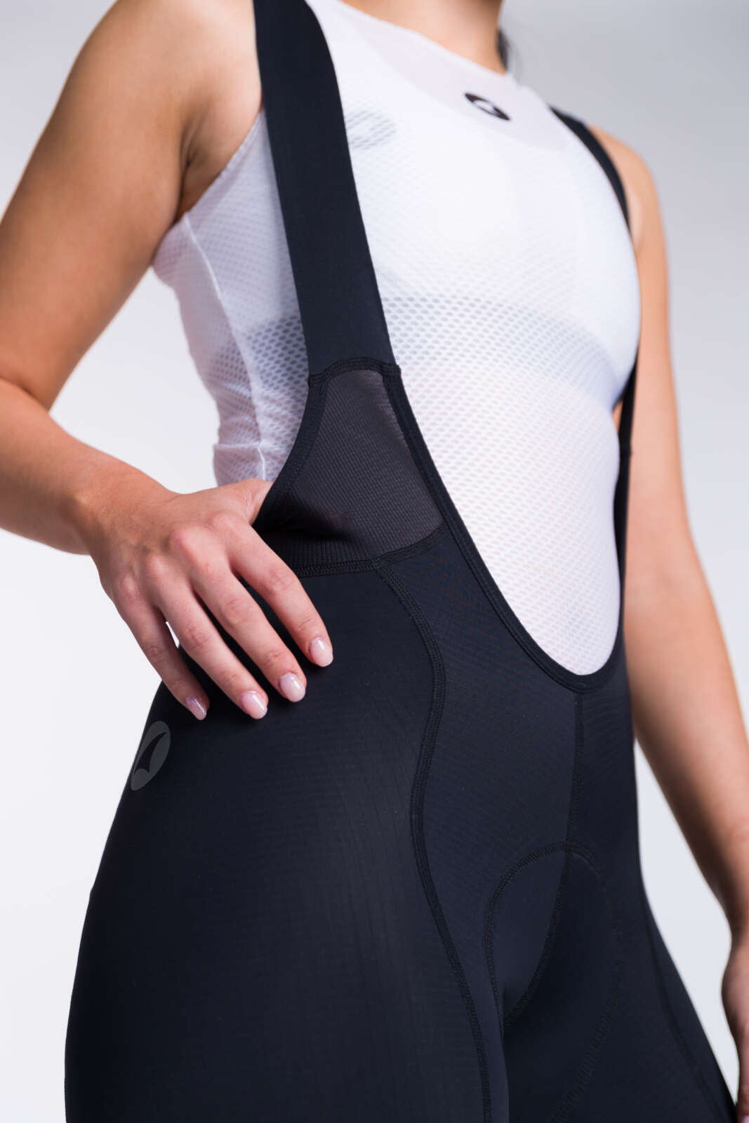 Women's Black Cycling Bibs - Ascent Vector Pro Waist Detail