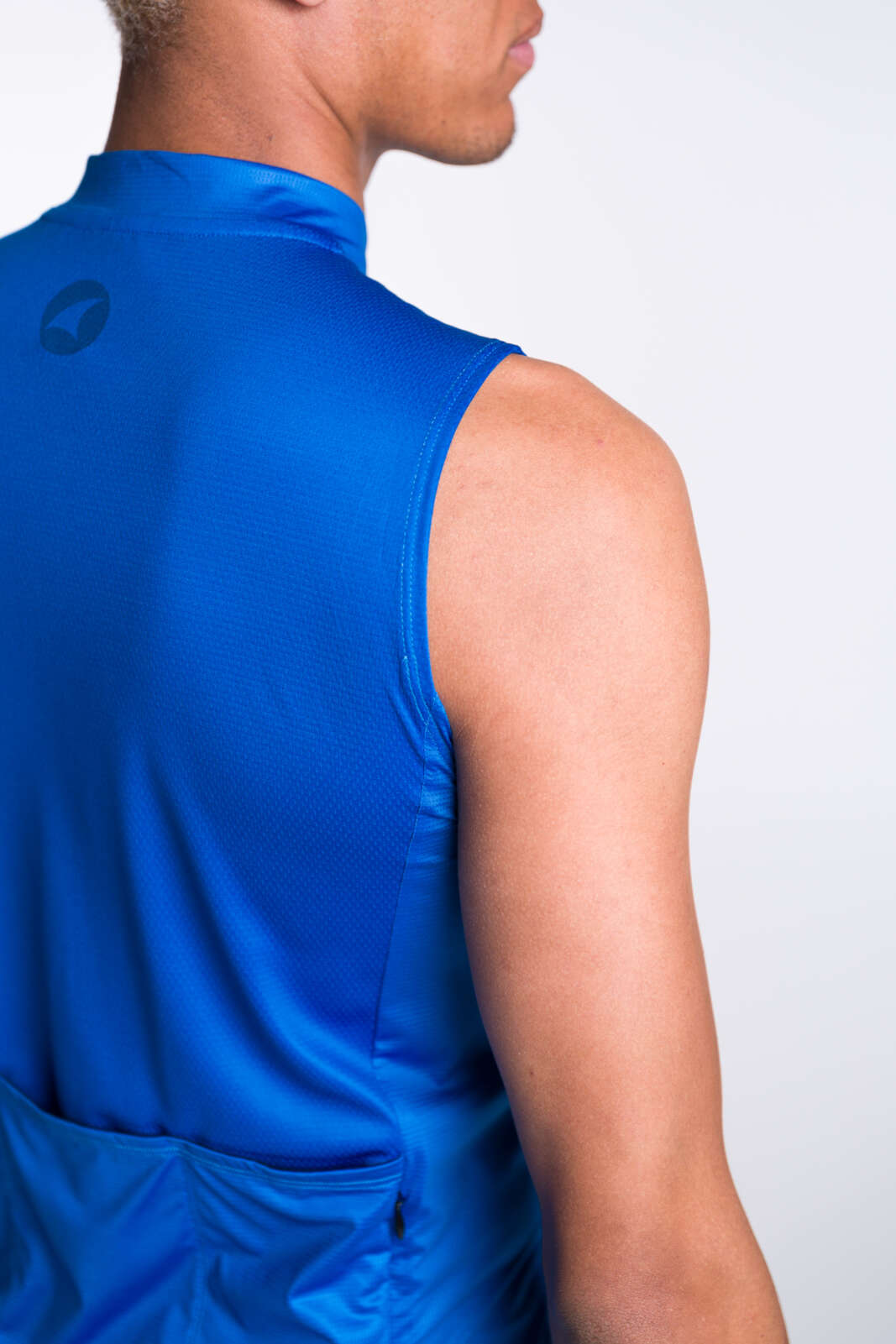 Men's Blue Sleeveless Cycling Jersey - Arm Openings