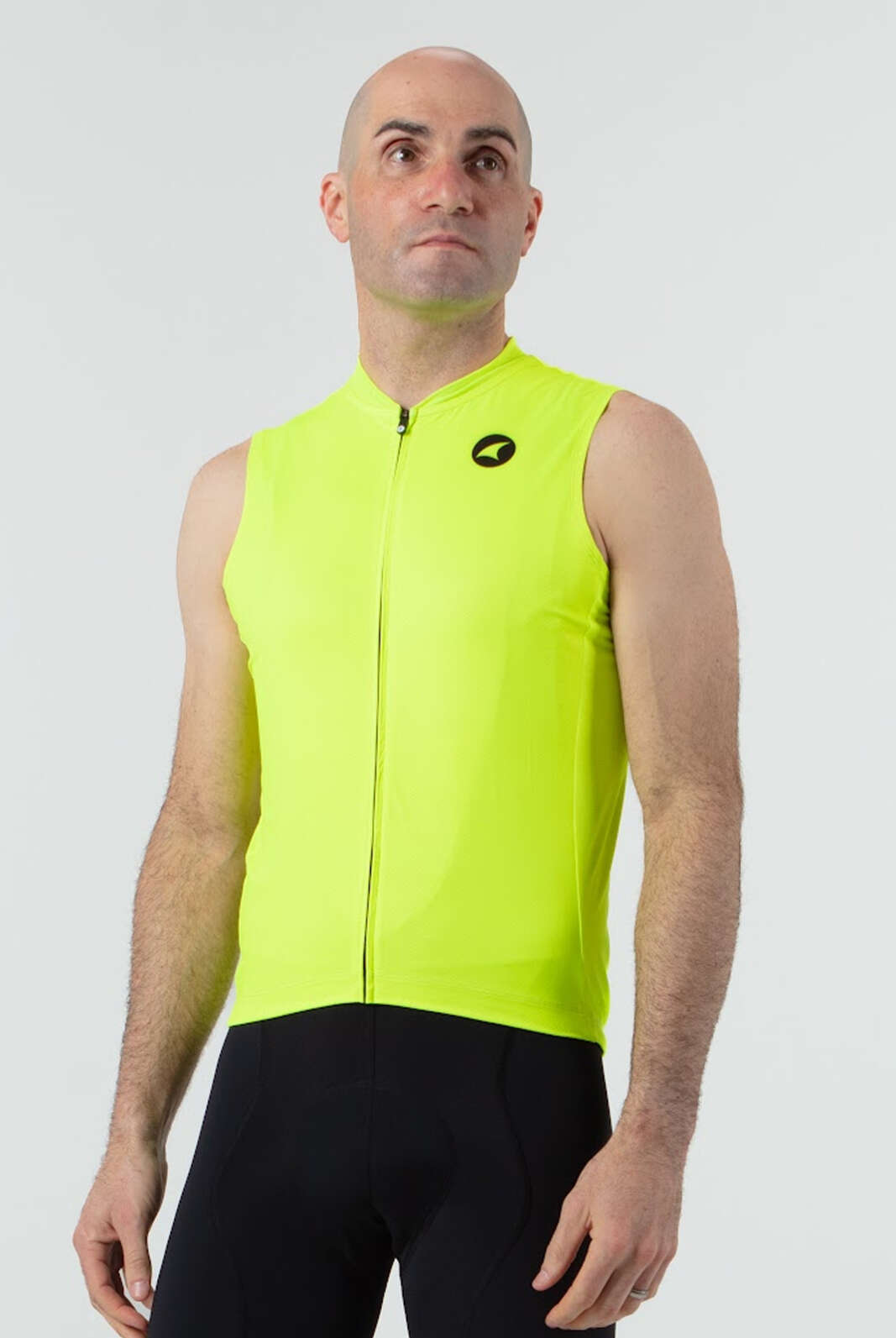 Men's High-Viz Yellow Sleeveless Cycling Jersey - Front View