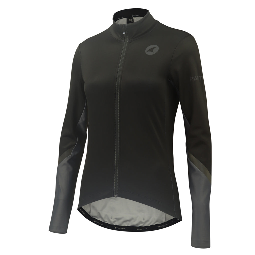 Women's Black Water-Resistant Thermal Cycling Jersey - Front View
