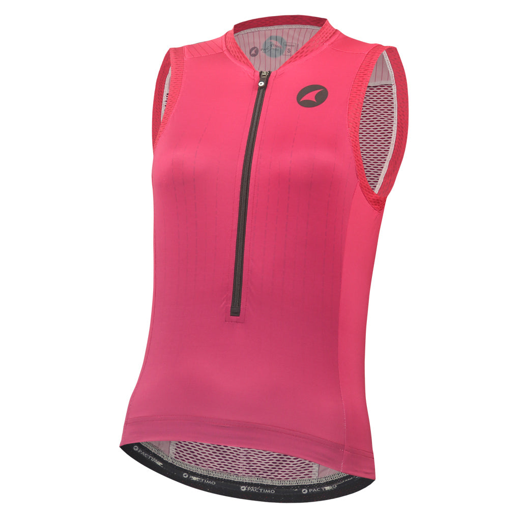 Sleeveless Triathlon Tops for Women - Front View  #color_orchid