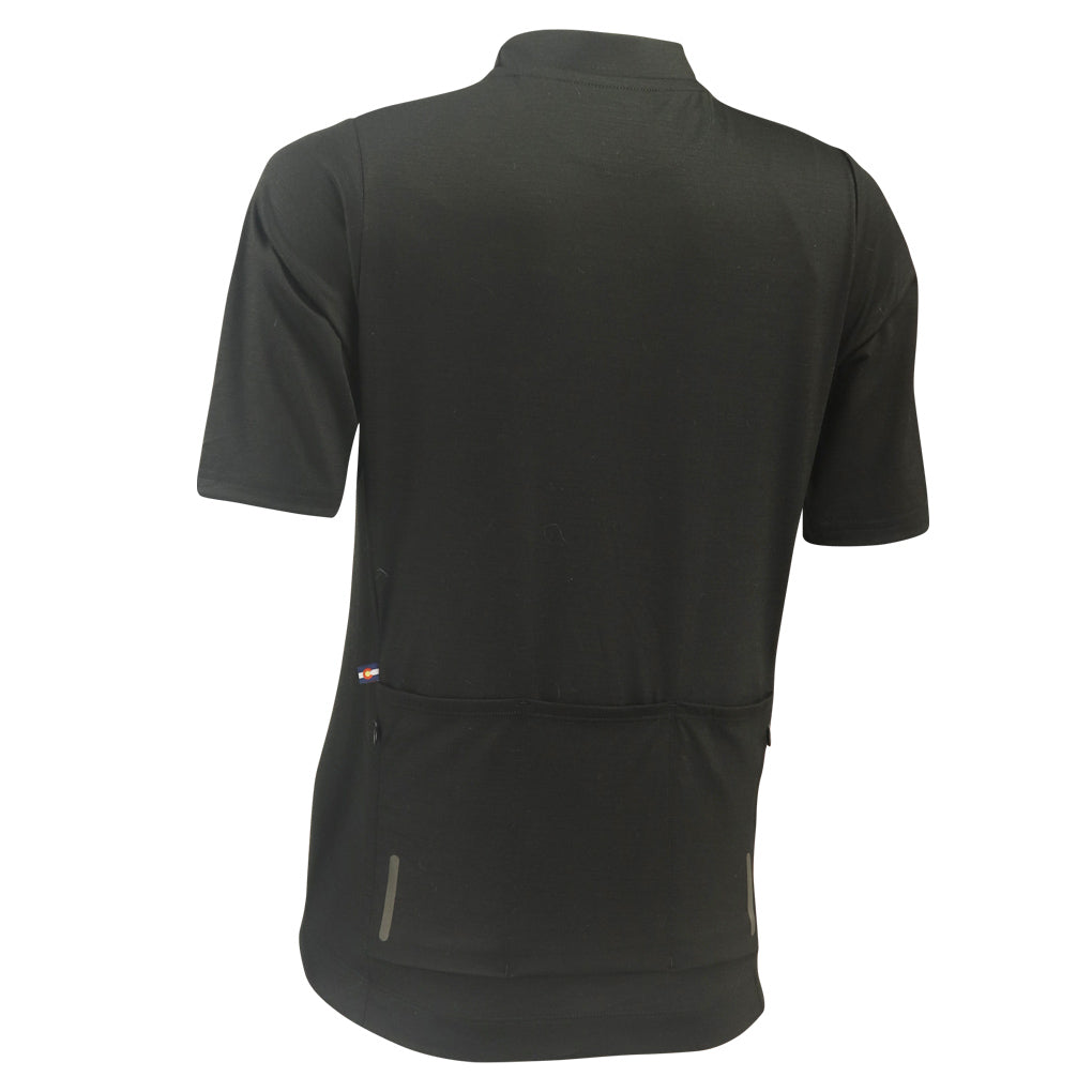 Merino Wool Cycling Jersey for Women - Back View #color_black