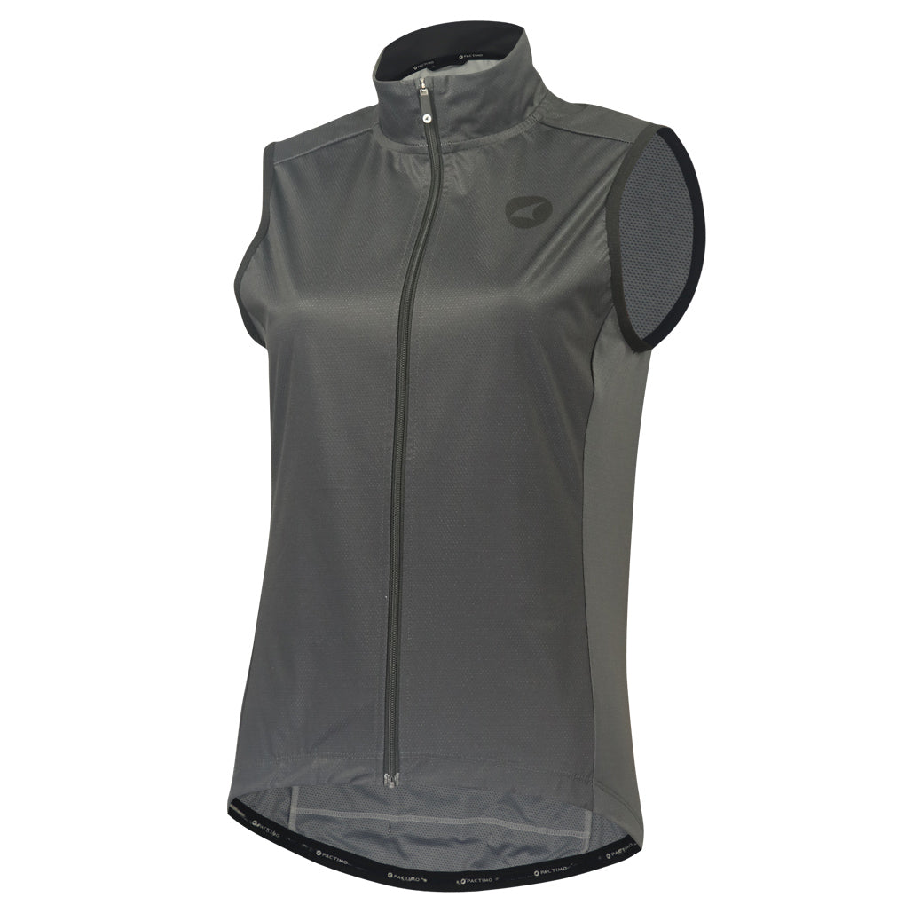 Women's Cool Weather Cycling Vest With Pockets Front View #color_charcoal