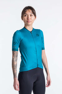 Women's Best Teal Cycling Jersey - Summit Front View