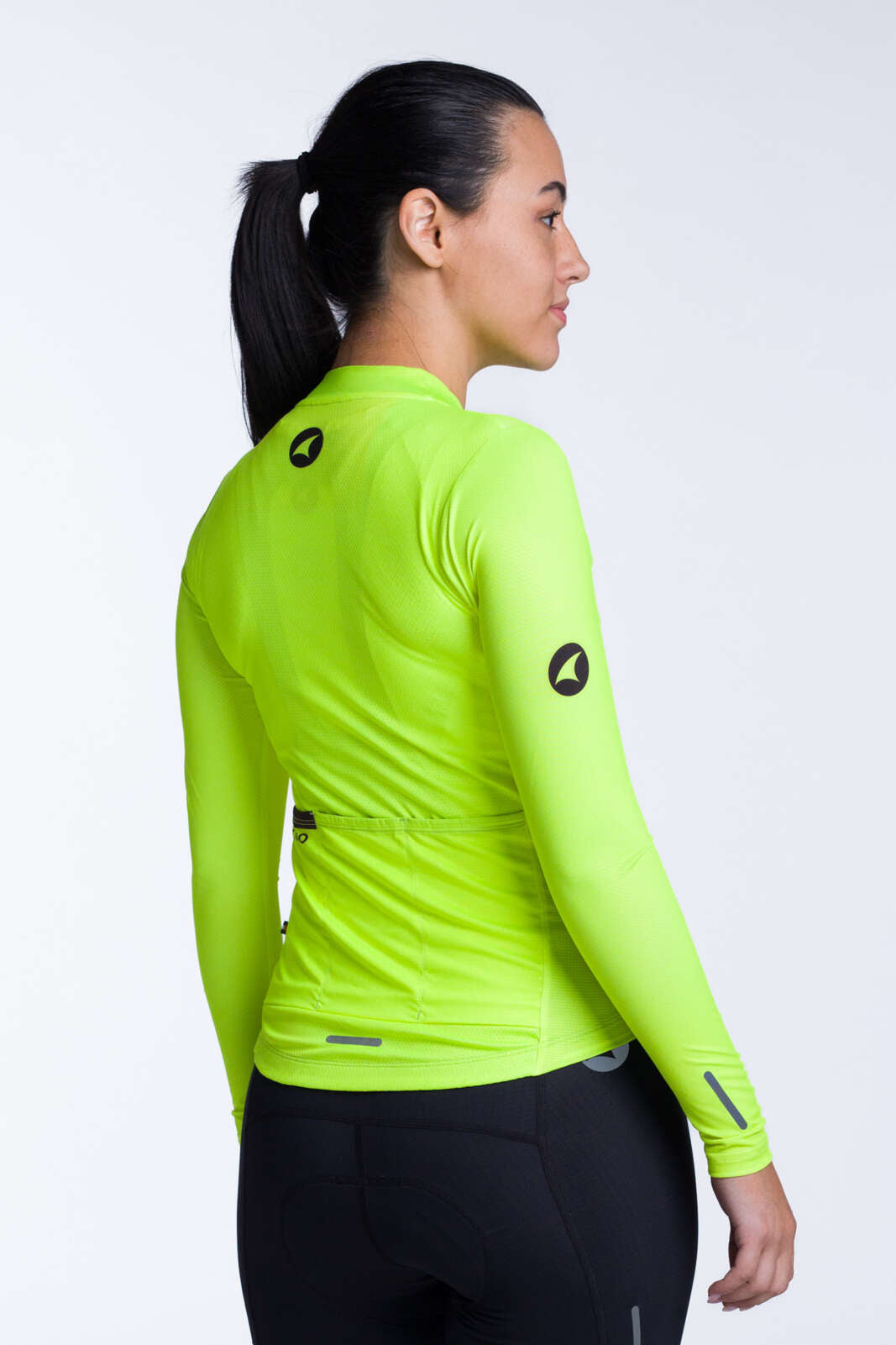 Women's High-Viz Yellow Aero Long Sleeve Cycling Jersey - Back View