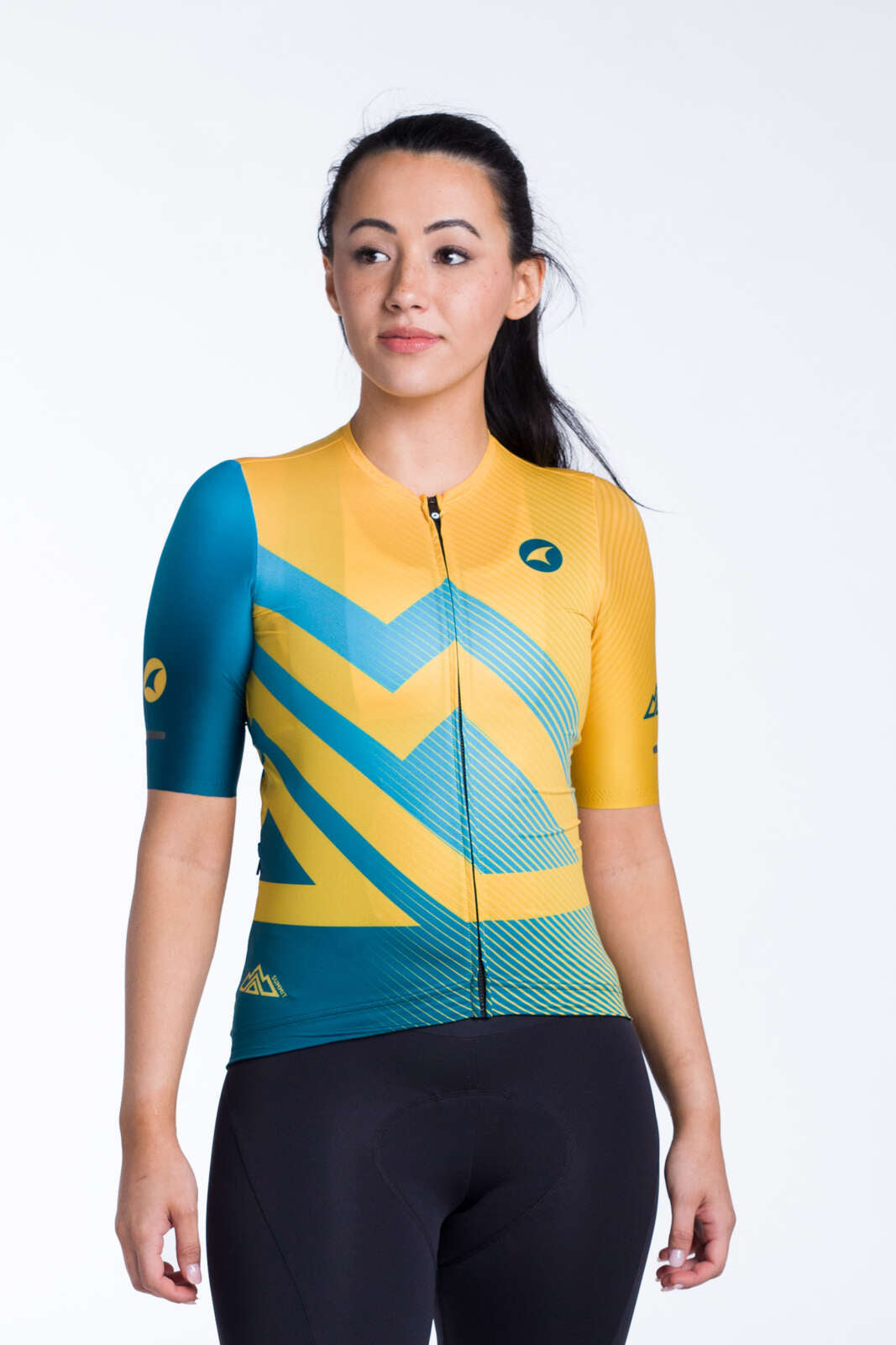 Women's Blue & Orange Aero Cycling Jersey - Summit Front View