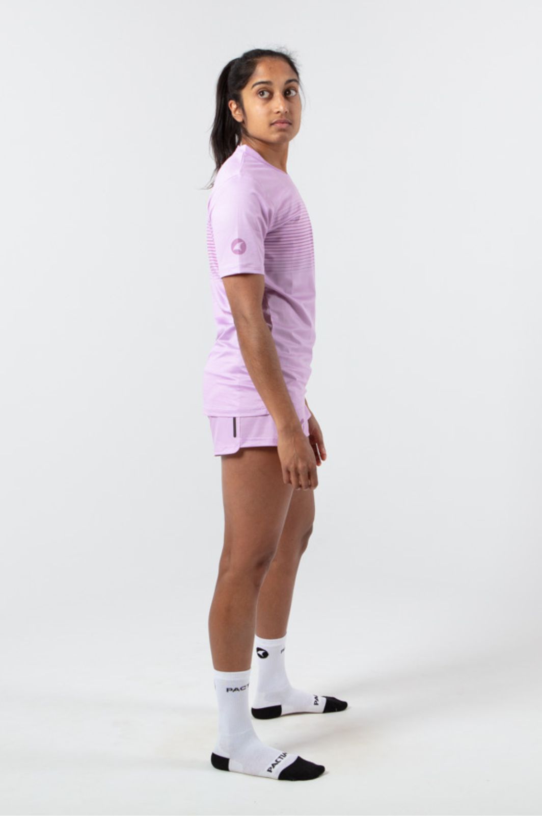 Women's Lilac Running Shorts - Side View
