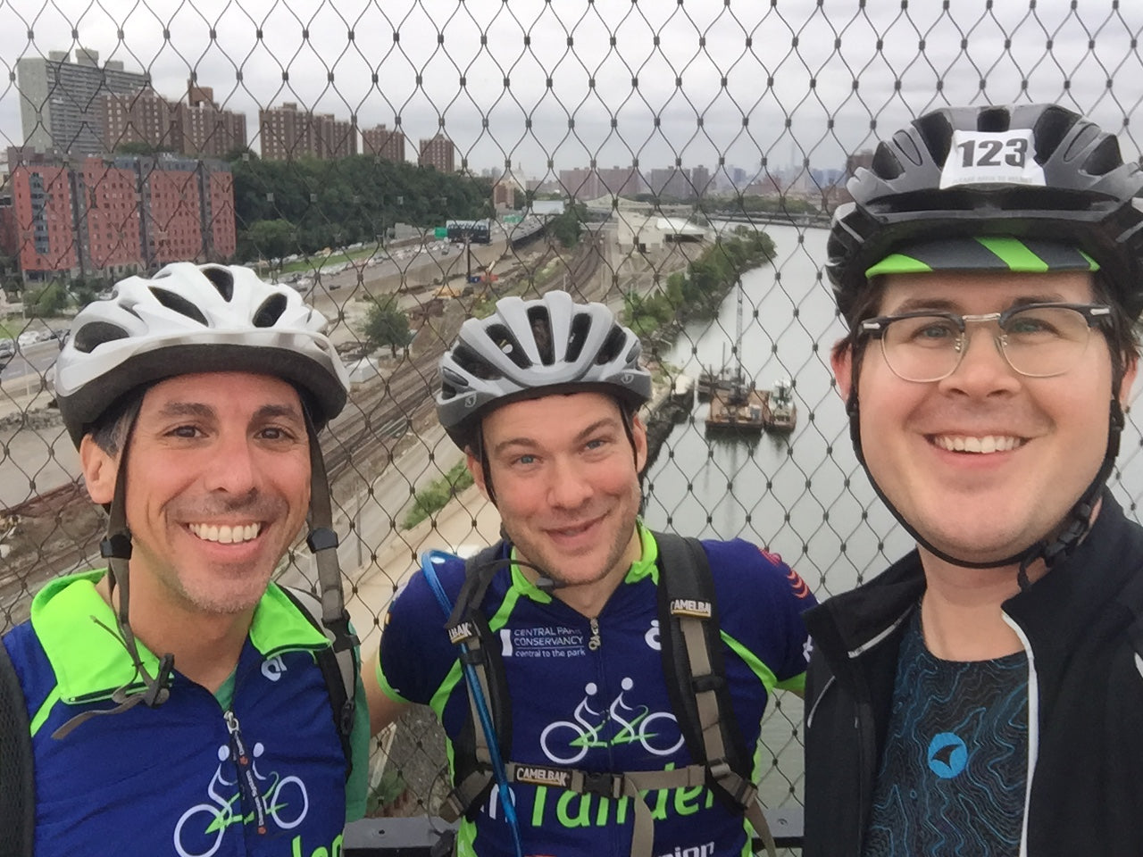 Tim O'Neal - Checking routes to make sure they are safe for tandem teams is done before every major ride. I joined Matthew Nidek (left), Executive Director of InTandem, and Jonathan Epstein (Center), Director of Operations for a scouting ride in drizzly w