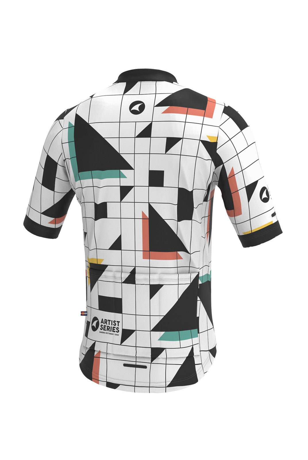 Men's White Unique Cycling Jerseys - Sandra Fettingis Back View