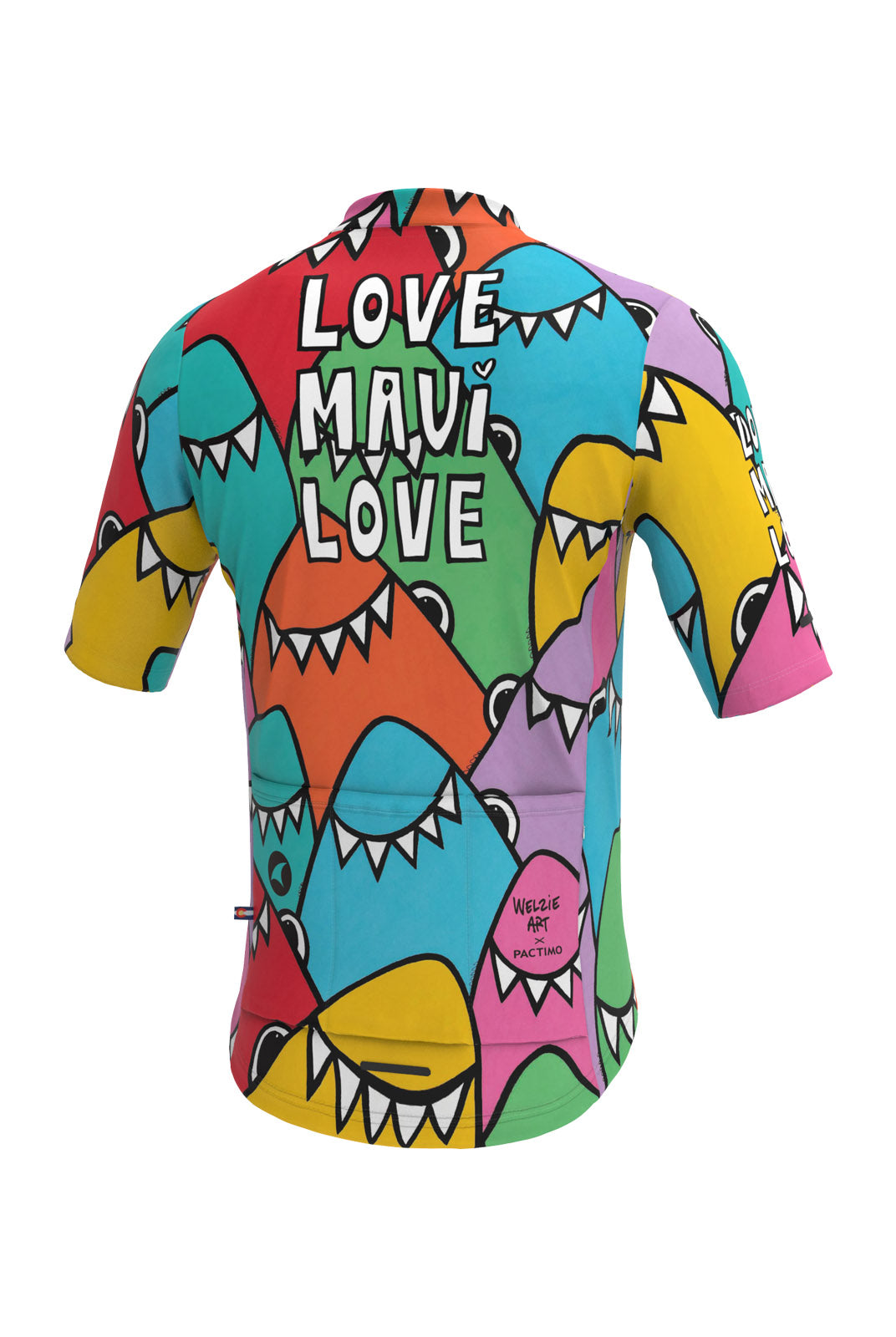 Maui Relief Cycling Jersey for Men - Welzie Rainbow Design Back View