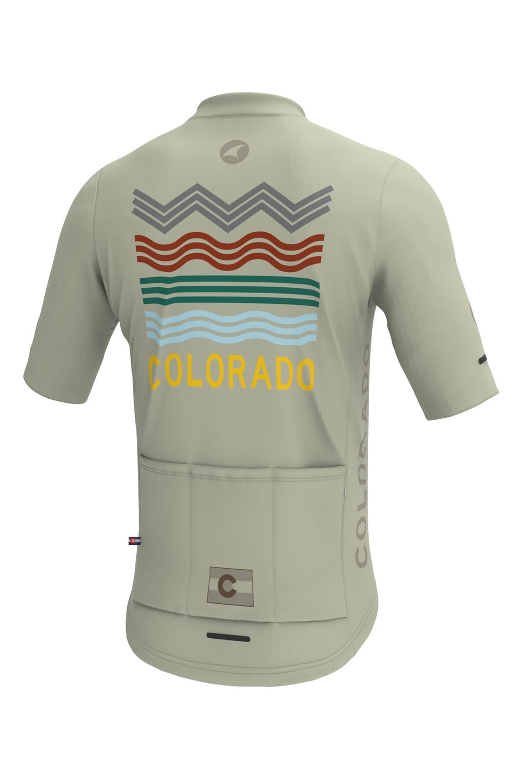 Men's White Colorado Cycling Jersey - Ascent Back View