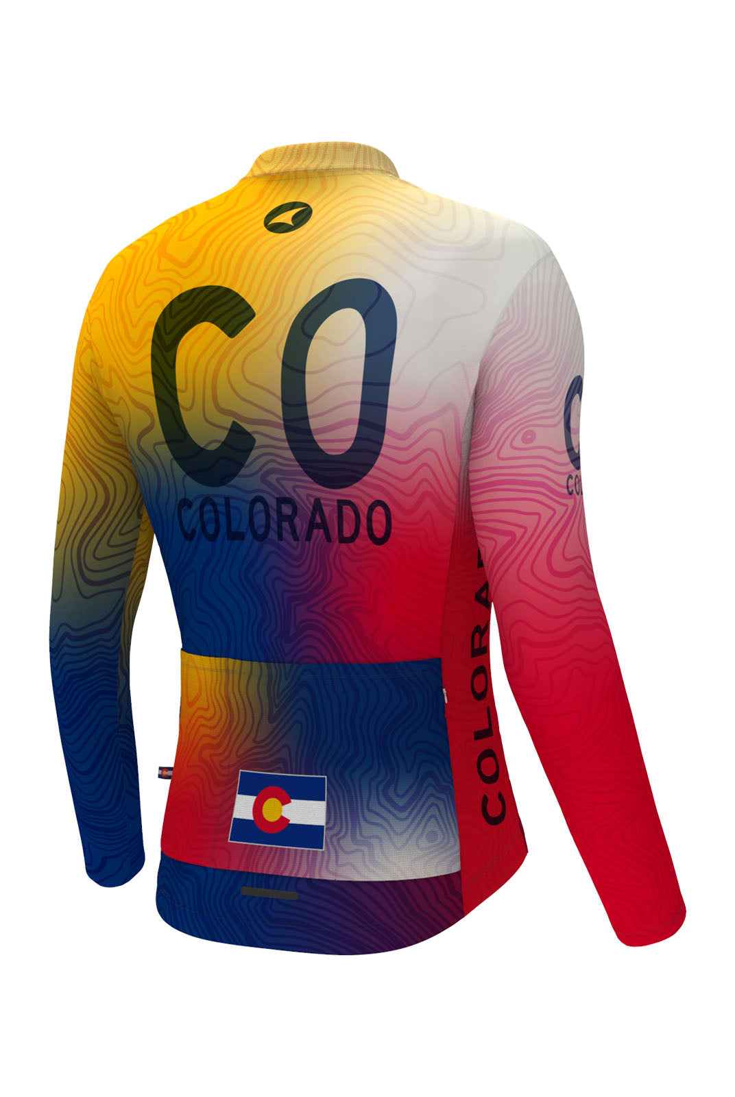 Men's Colorado Flag Long Sleeve Cycling Jersey - Back View