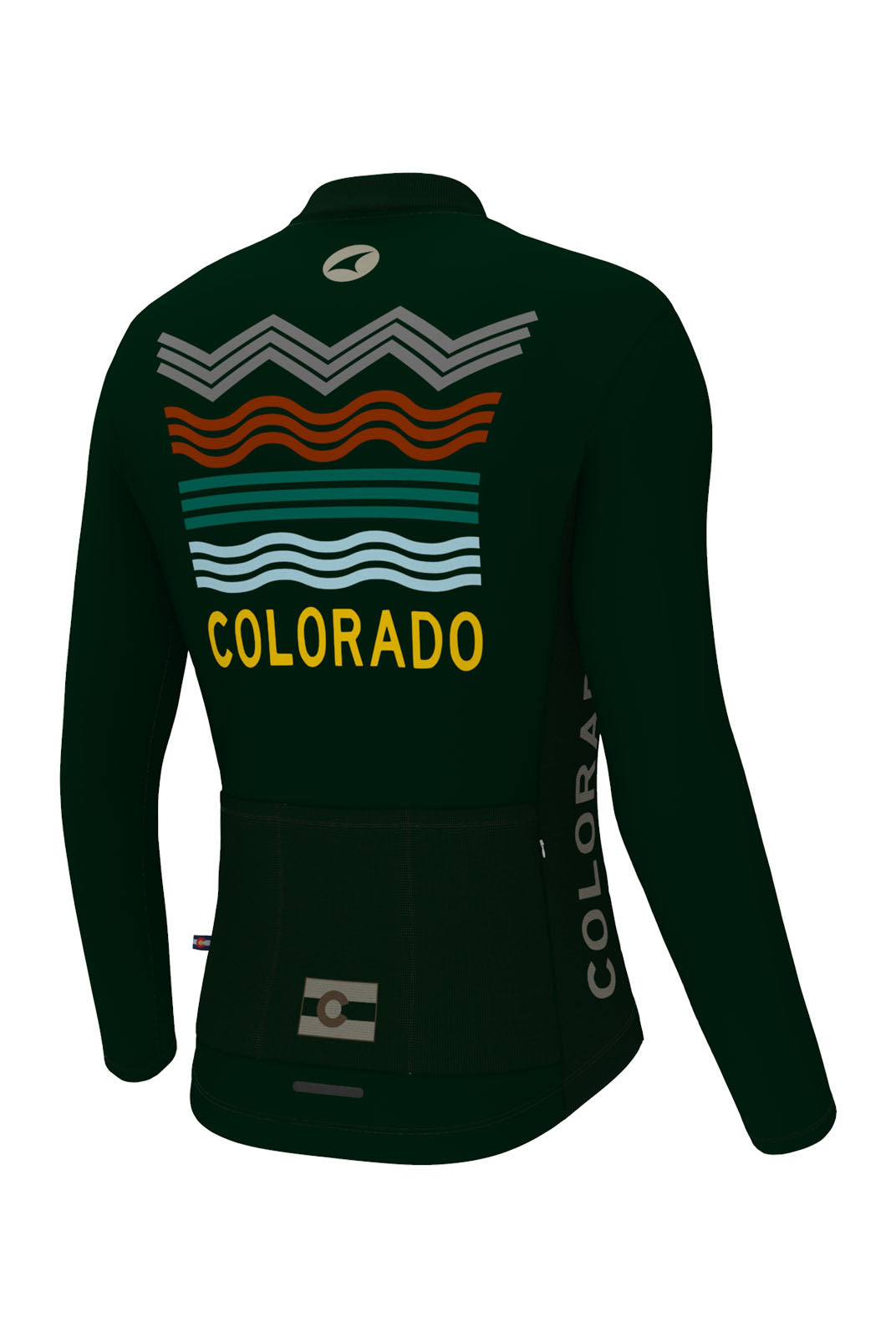 Men's Navy Blue Long Sleeve Colorado Cycling Jersey - Ascent Back View