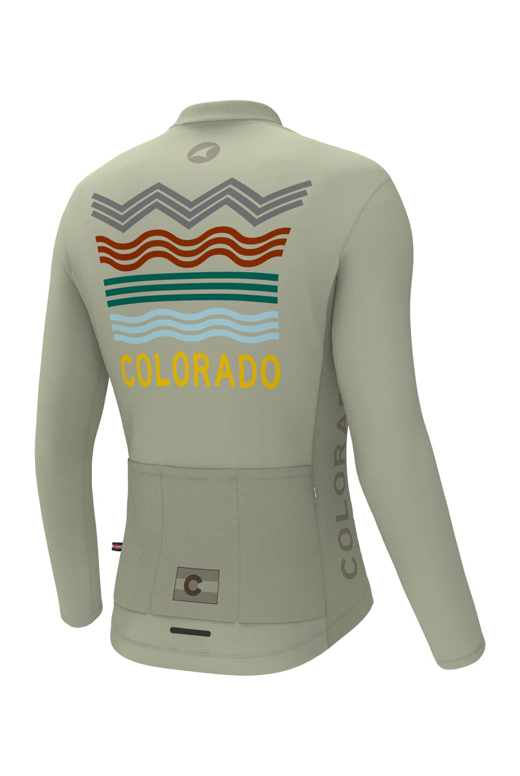 Men's White Long Sleeve Colorado Cycling Jersey - Ascent Back View