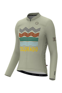 Men's White Long Sleeve Colorado Cycling Jersey - Ascent Front View