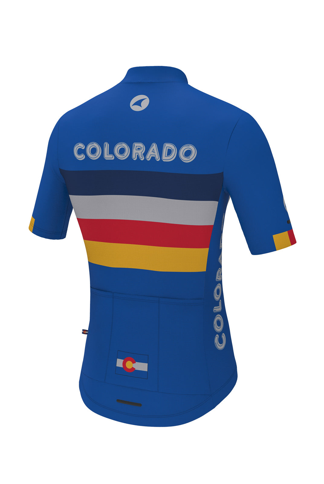 Men's Retro Blue Colorado Cycling Jersey - Ascent Aero Back View