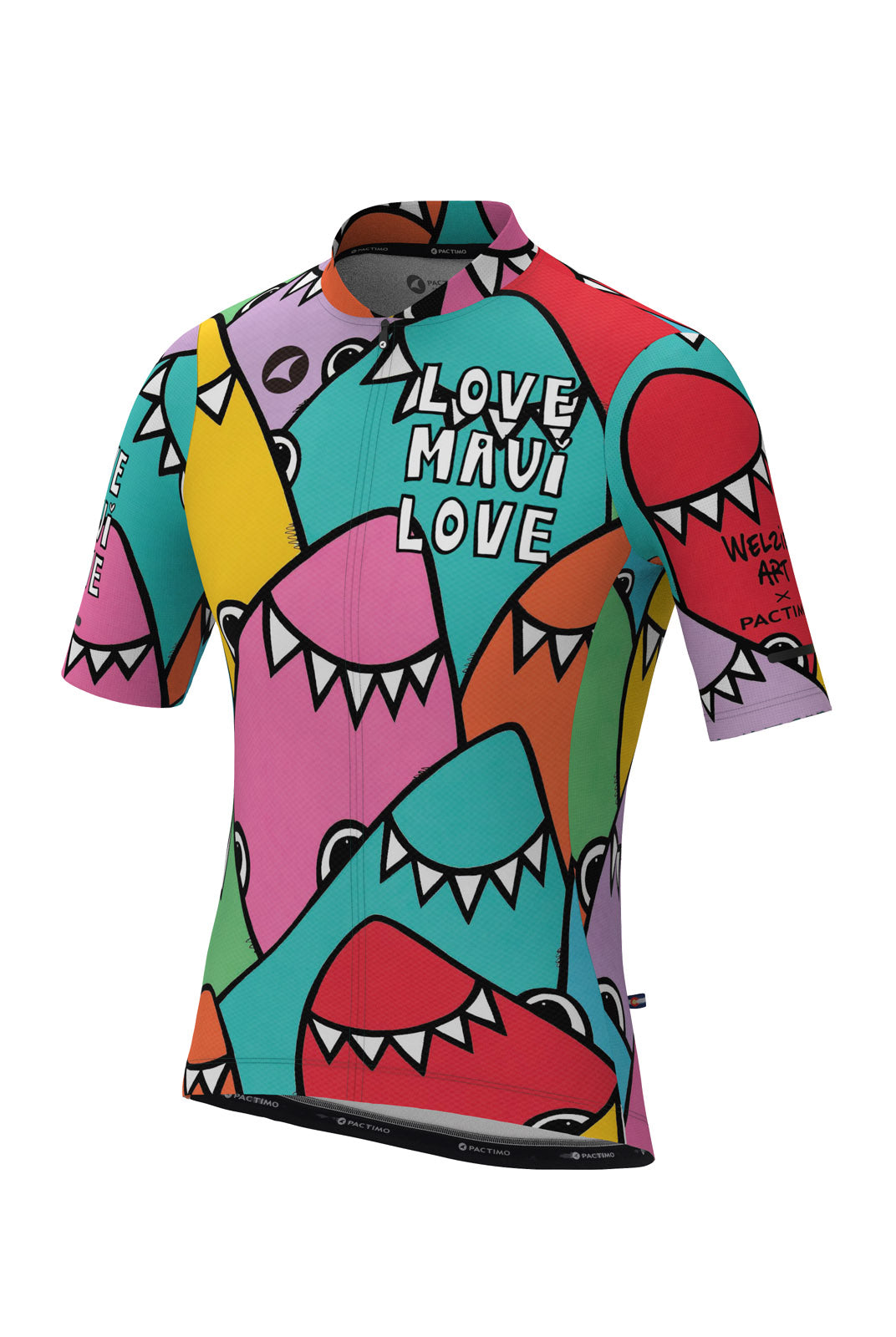 Maui Relief Aero Cycling Jersey for Men - Welzie Rainbow Design Front View