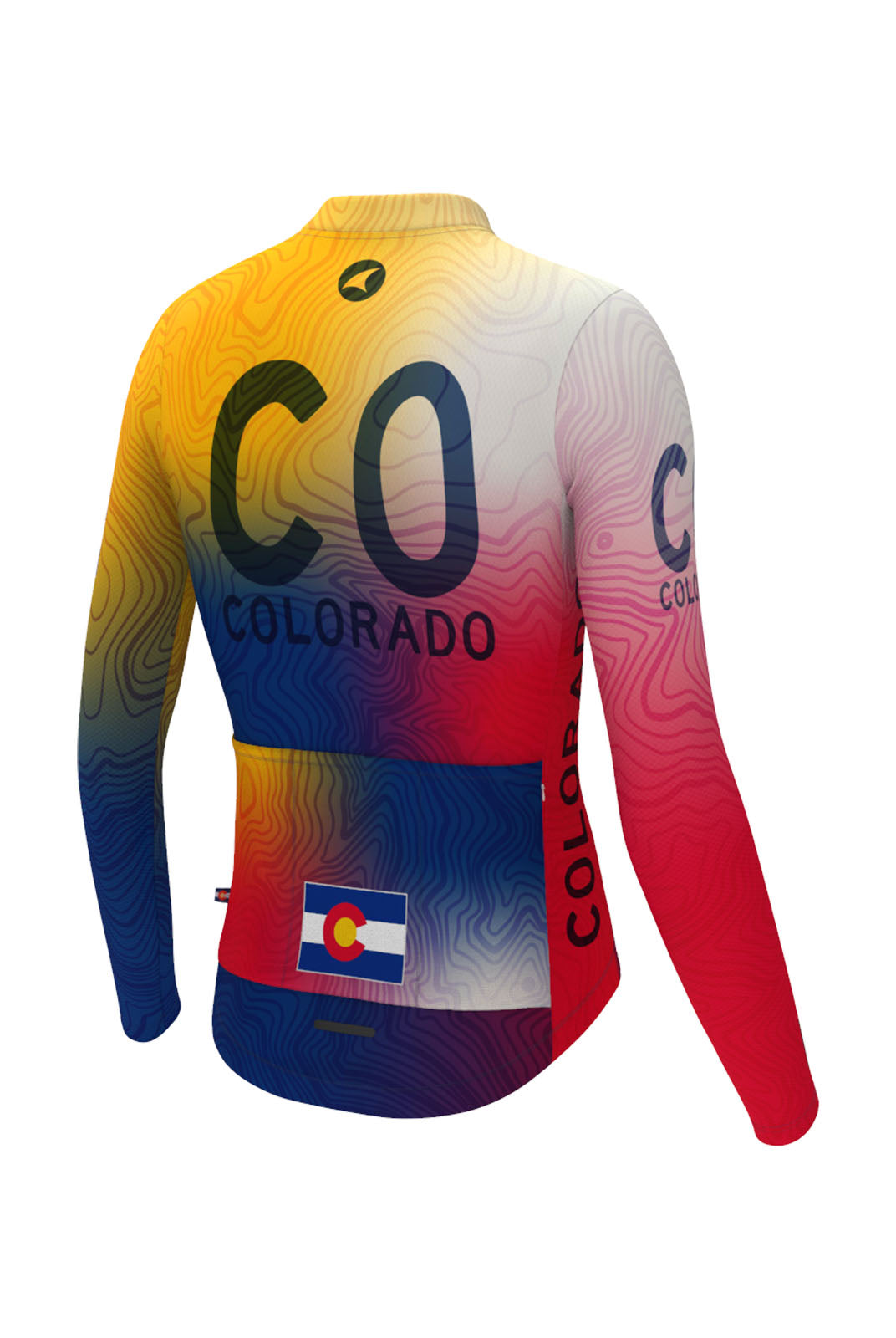 Men's Colorado Flag Long Sleeve Cycling Jersey - Back View