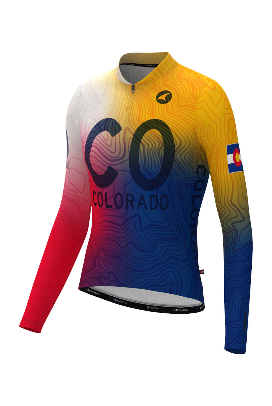 Men's Colorado Flag Long Sleeve Cycling Jersey - Front View