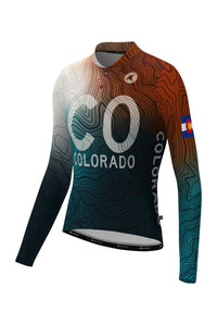 Men's Colorado Geo Long Sleeve Cycling Jersey - Ascent Aero Front View