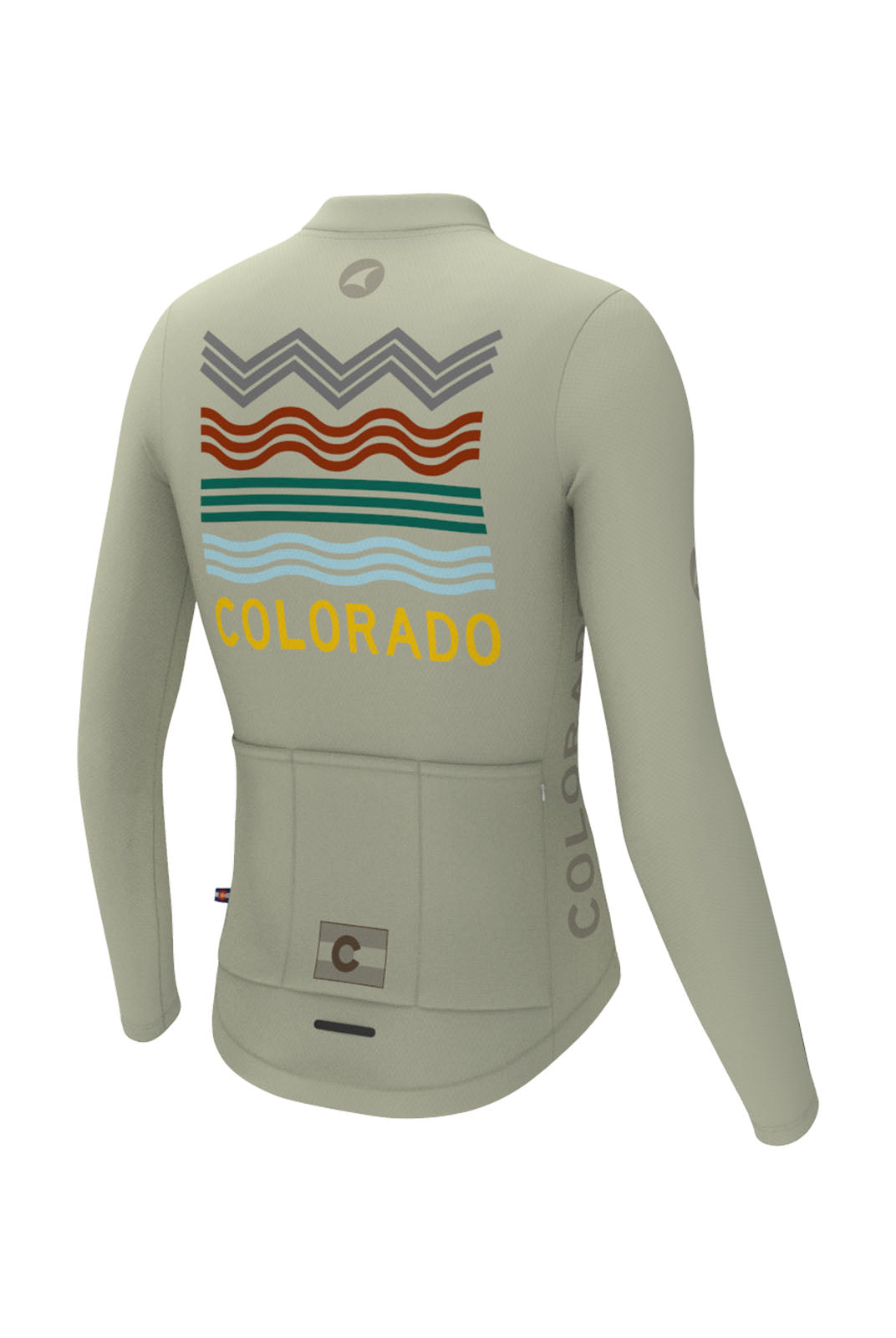 Men's White Colorado Long Sleeve Cycling Jersey - Ascent Aero Back View