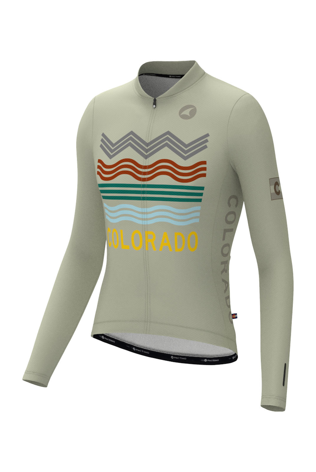 Men's White Colorado Long Sleeve Cycling Jersey - Ascent Aero Front View