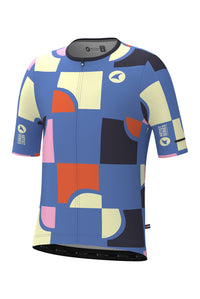 Men's Unique Cycling Jersey - Geo City Lilac Front View