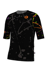 Men's Black Paint Splatter Cargo Cycling Jersey - Front View