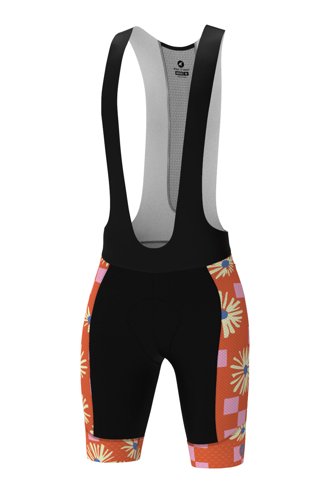 Men's Unique Cycling Bibs - Aster Checks Orange Front View