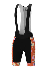 Men's Unique Cycling Bibs - Aster Checks Orange Front View