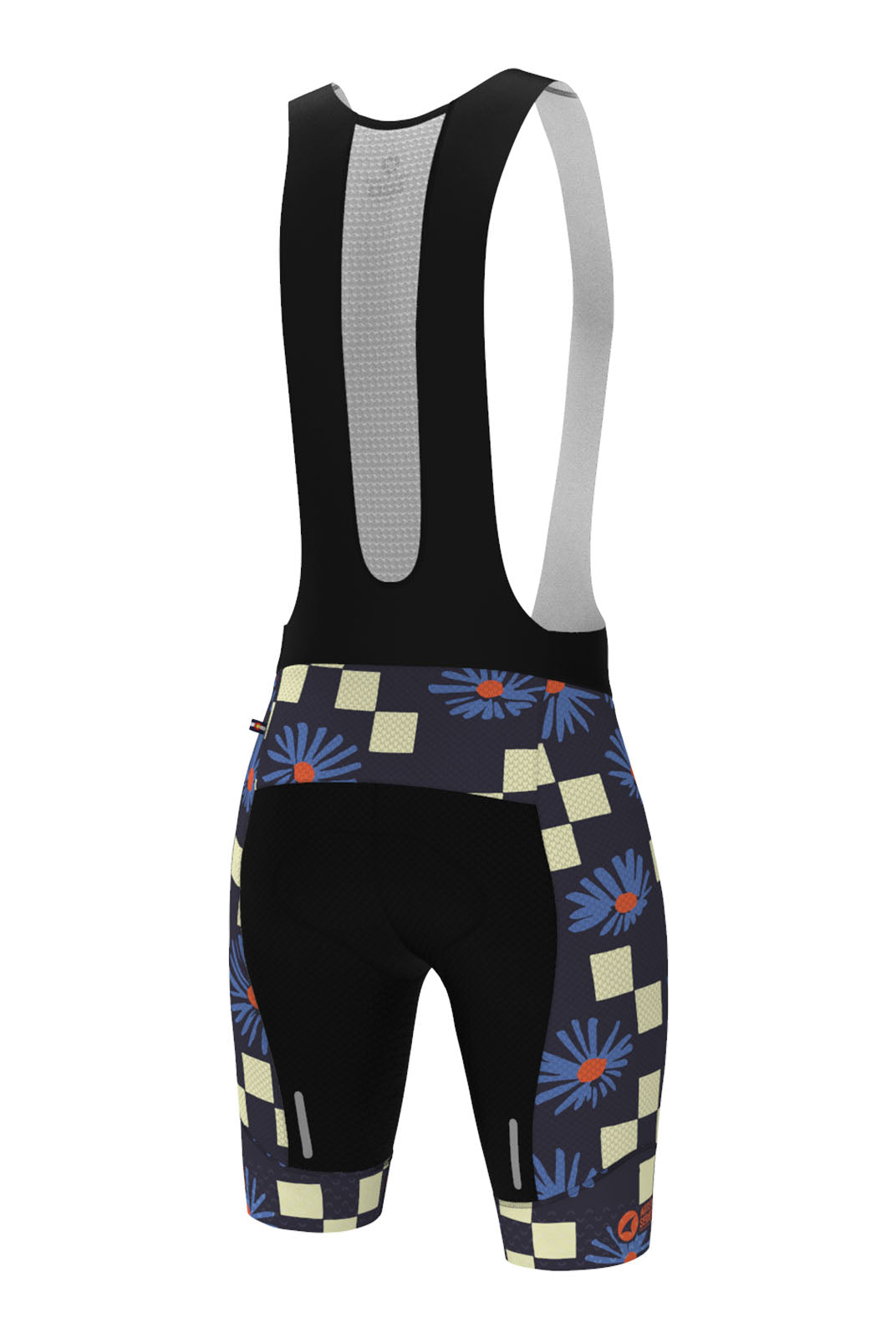 Men's Unique Cycling Bibs - Aster Check Navy Back View