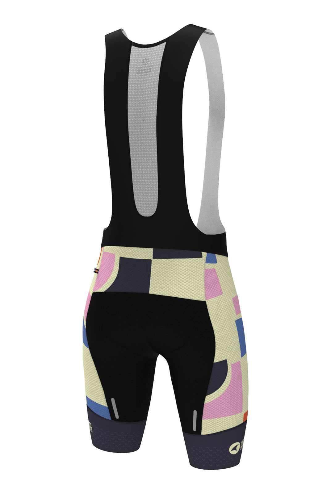 Men's Unique Long Length Cycling Bibs - Geo City Back View