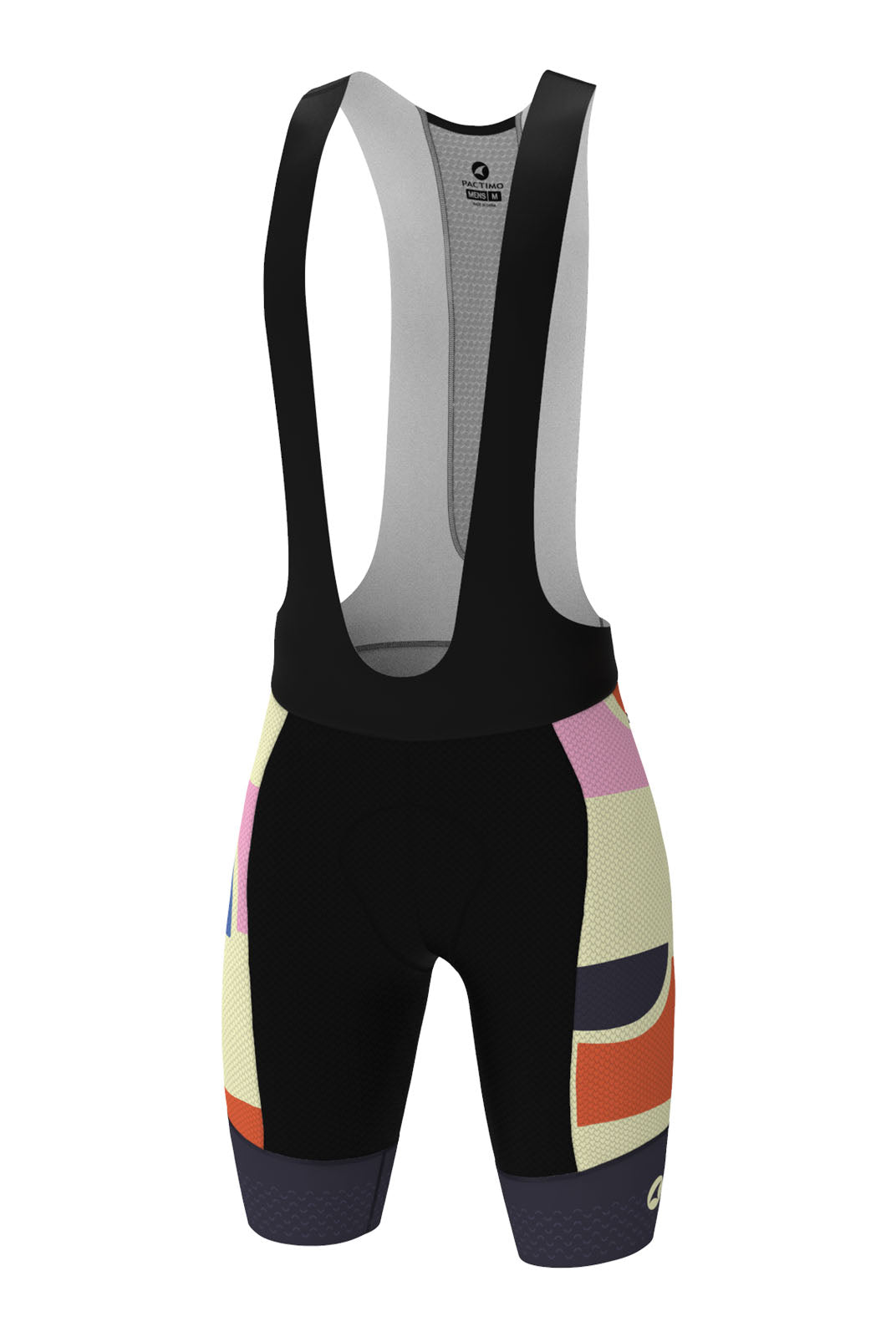 Men's Unique Long Length Cycling Bibs - Geo City Front View