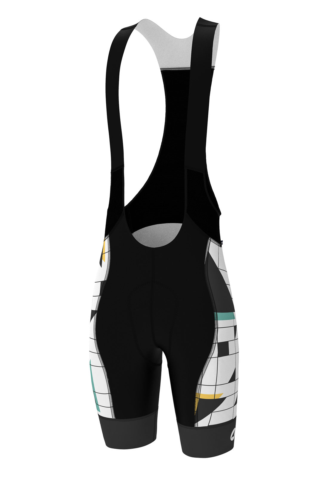 Men's Long Length Cycling Bib Shorts - White Sandra Fettingis Design