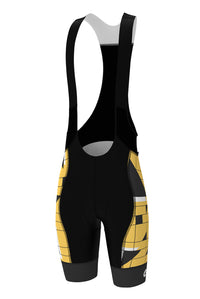 Men's Long Length Cycling Bib Shorts - Yellow Sandra Fettingis Design