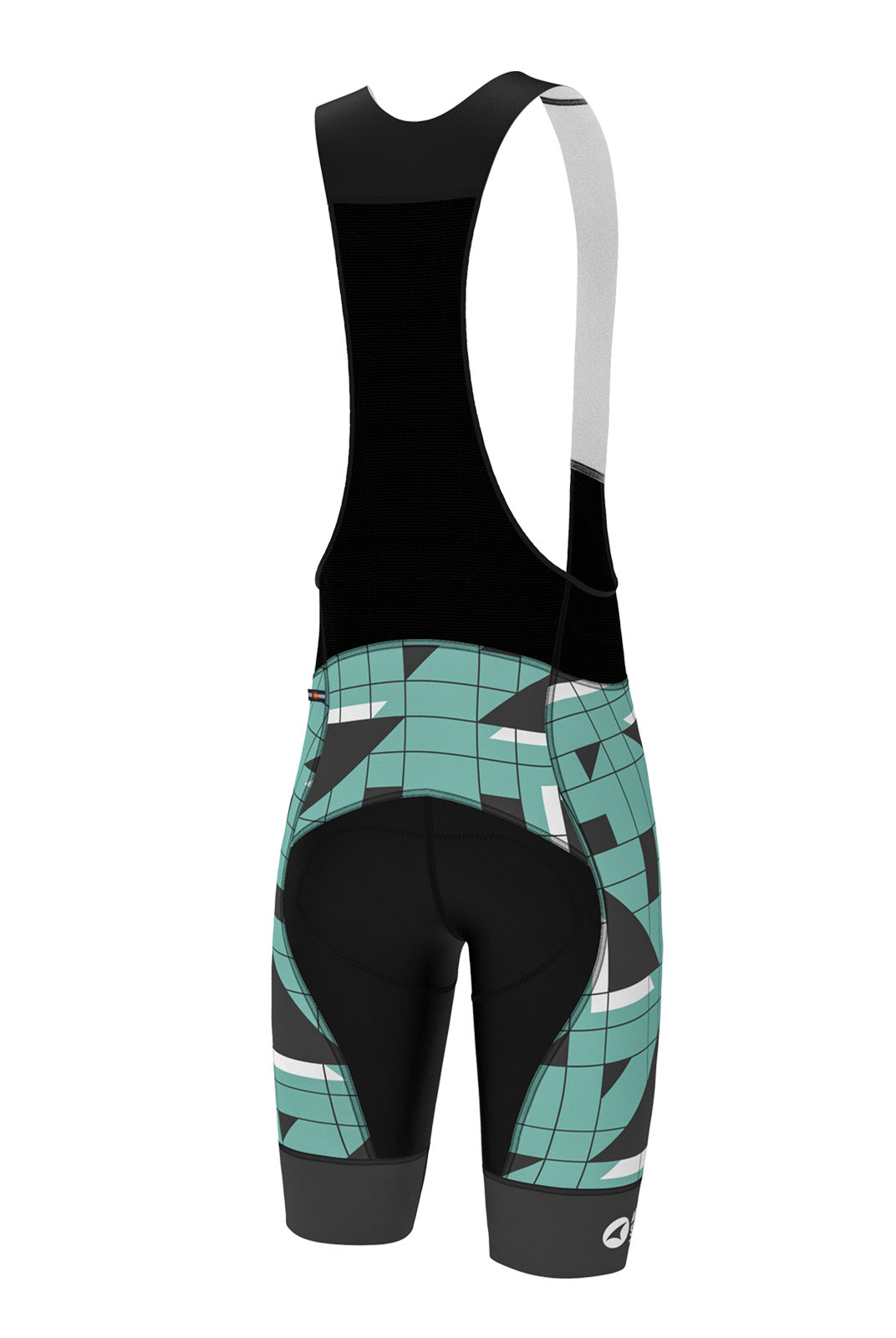 Men's Cycling Bib Shorts - Green Sandra Fettingis Design - Back View