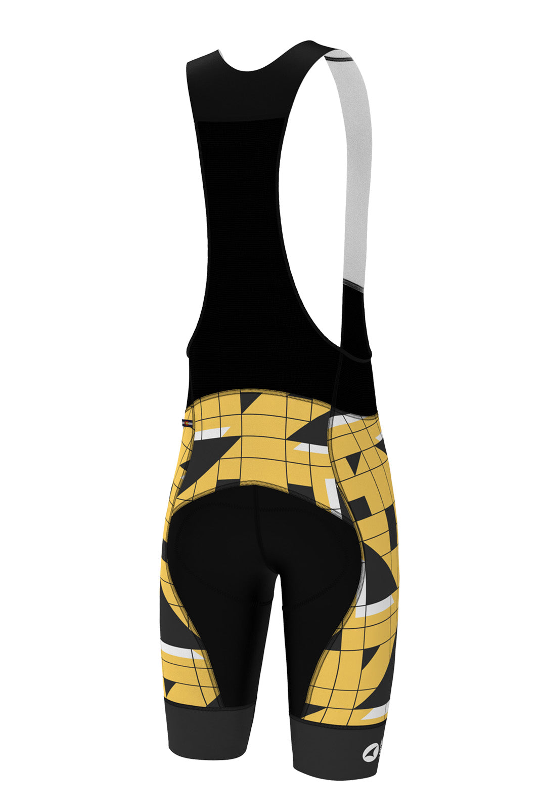 Men's Cycling Bib Shorts - Yellow Sandra Fettingis Design - Back View