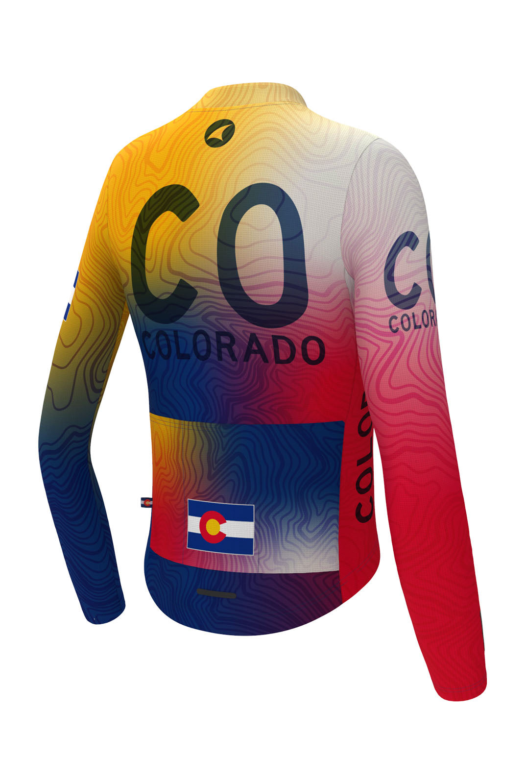 Women's Colorado Flag Long Sleeve Cycling Jersey - Ascent Aero Back View
