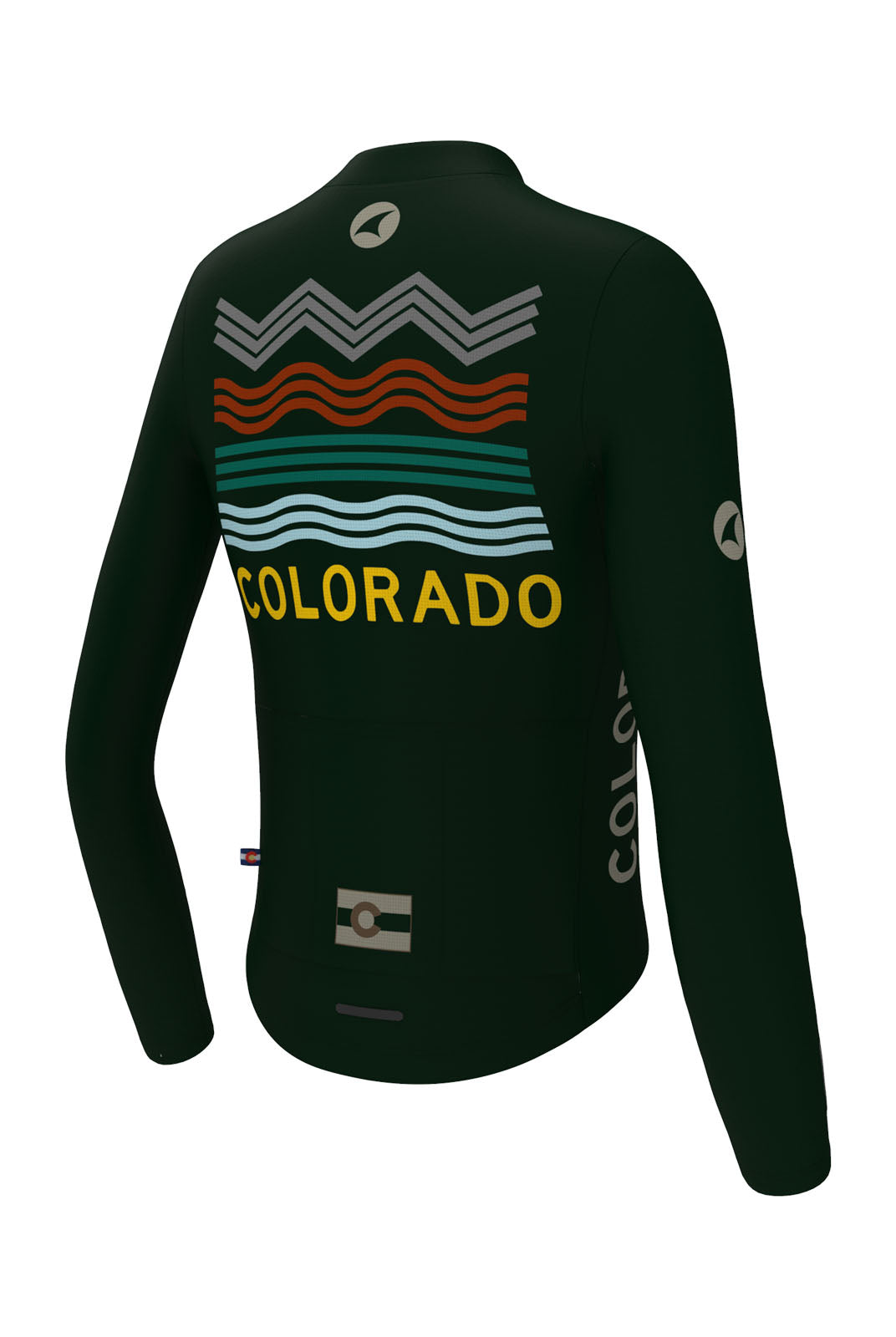 Women's Navy Blue Colorado Long Sleeve Cycling Jersey - Ascent Aero Back View