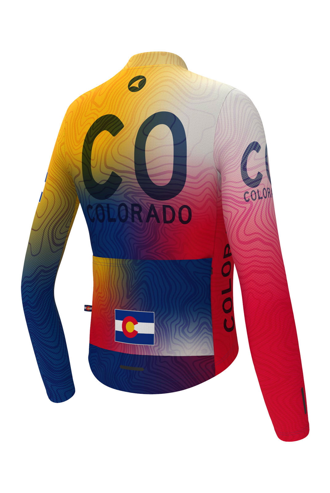 Women's Colorado Flag Long Sleeve Cycling Jersey - Back View
