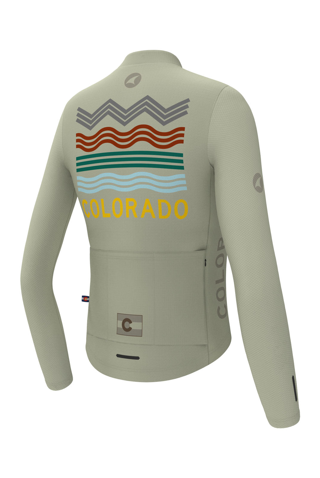 Women's White Colorado Long Sleeve Cycling Jersey - Back View