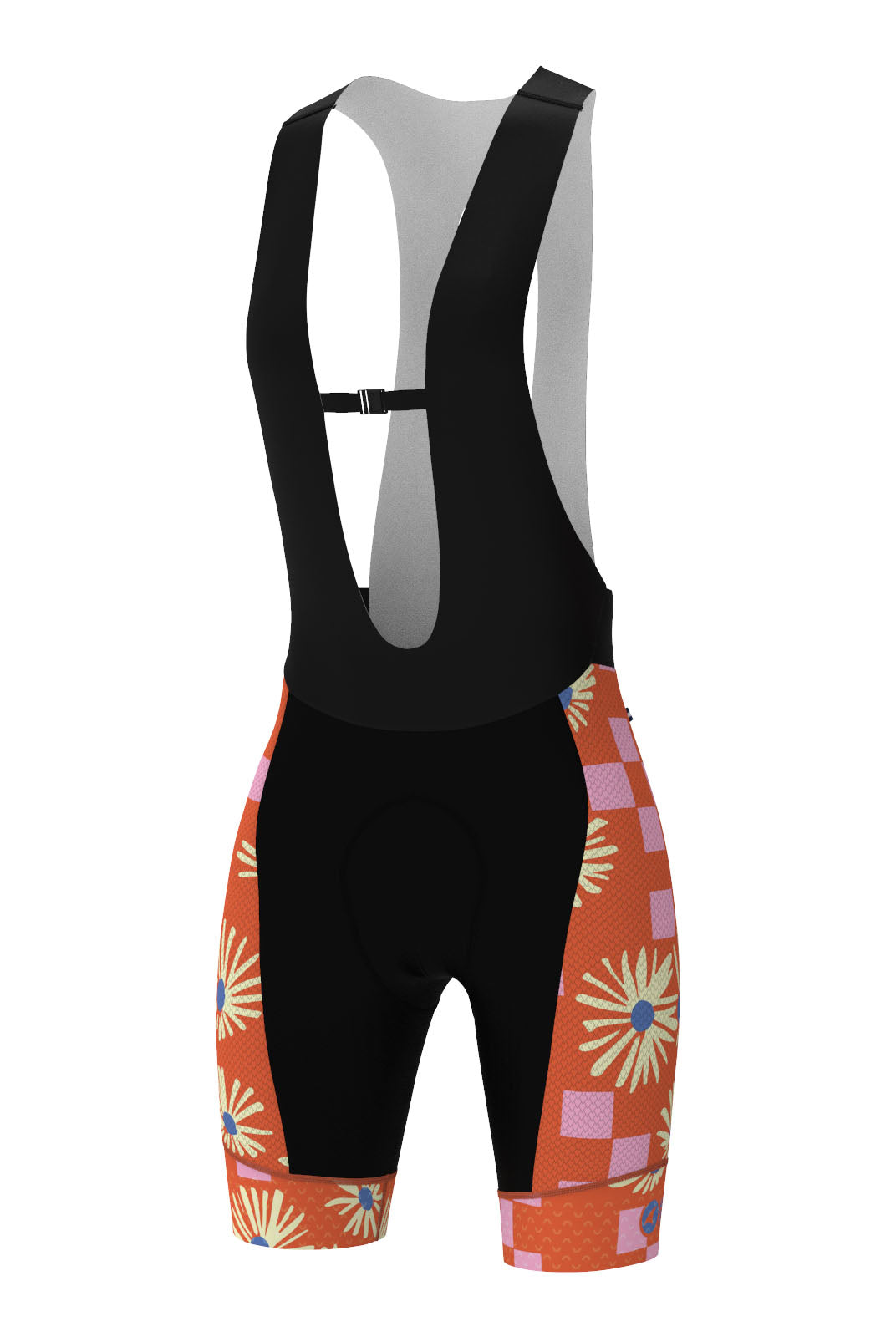 Women's Unique Cycling Bibs - Aster Checks Orange Front View