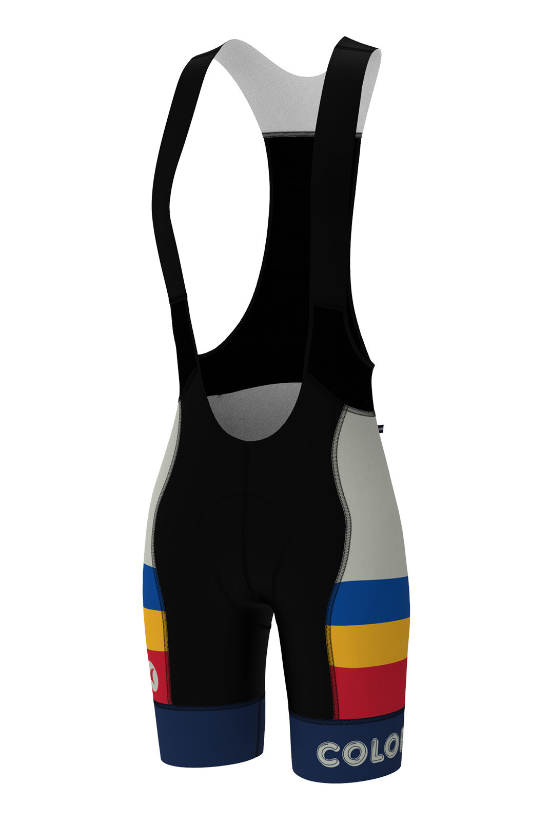 Women's White Retro Colorado Cycling Bibs - Front View