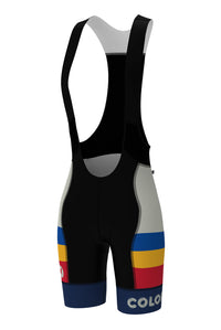 Women's White Retro Colorado Cycling Bibs - Front View