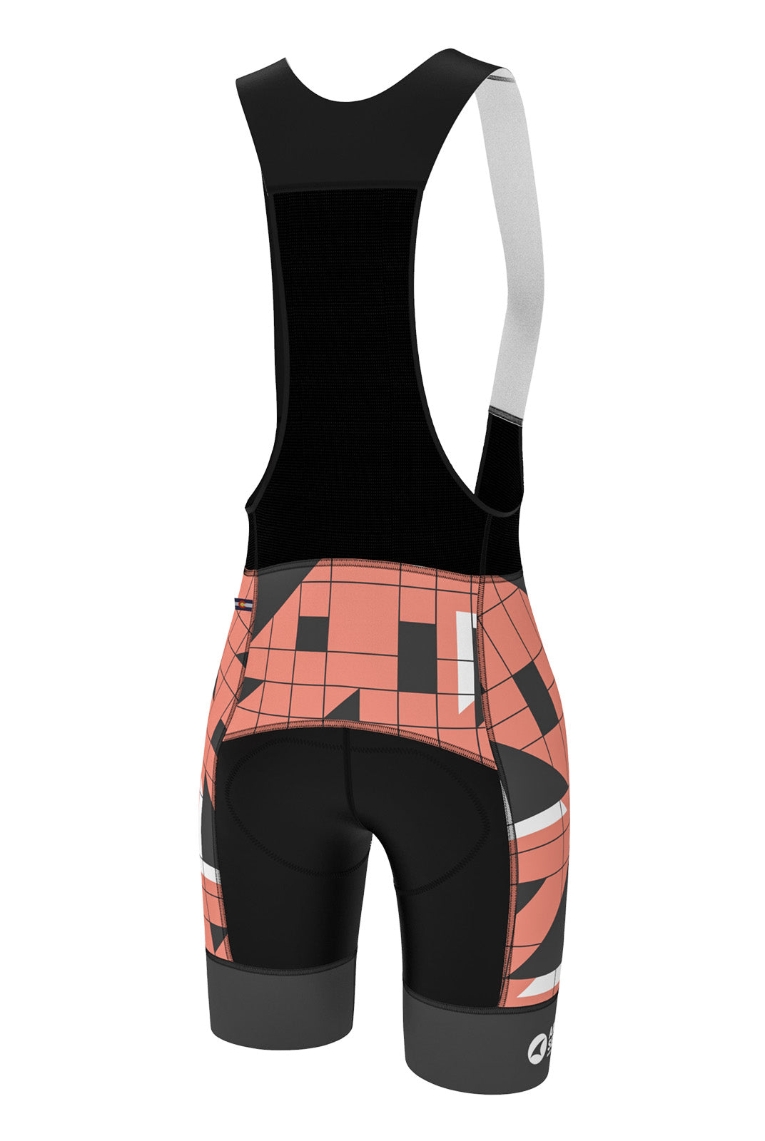 Women's Cycling Bib Shorts - Red Sandra Fettingis Design - Back View